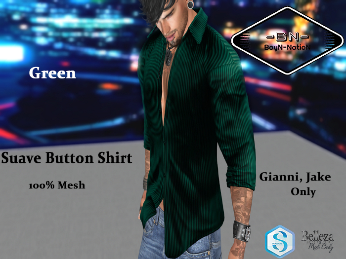 BayN-NatioN- Suave Button Shirt-GREEN  (BNS90)