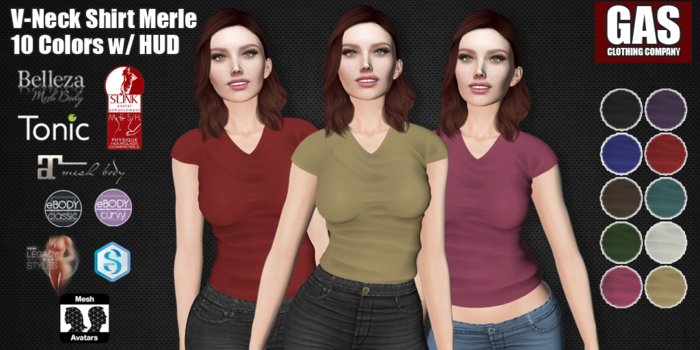 GAS [V-Neck Shirt Merle - 10 Colors w/HUD FATPACK] Demo