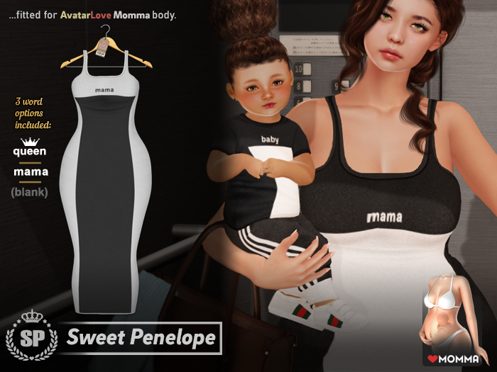 [*SP*] Color Block Dress (White) for AvatarLove MOMMA Pregnant Body