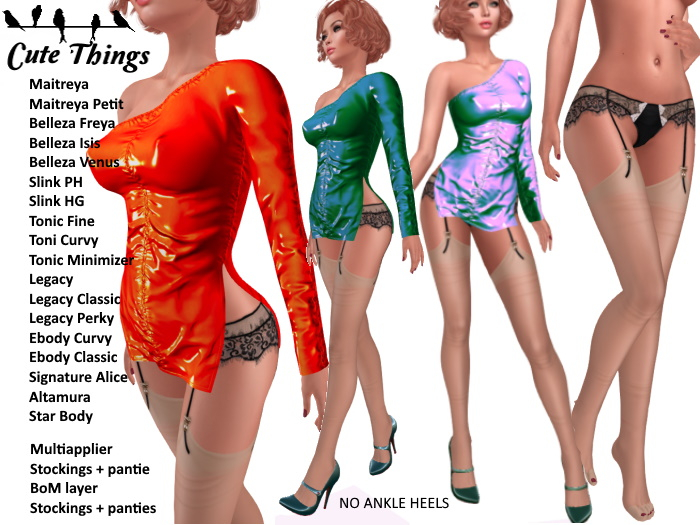 [CT] Shadow of Latex Dress Hud 6 Tex + Socks - Maitreya - Belleza - Legacy - Altamura - Alice-Tonic - Ebody - Slink DEMO