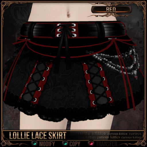 =^.^= Curious Kitties - Lollie Lace Skirt - Red
