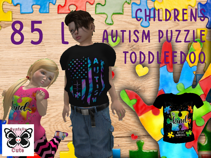 Autism Puzzle Black-Synfully Cute- Toddleedoo