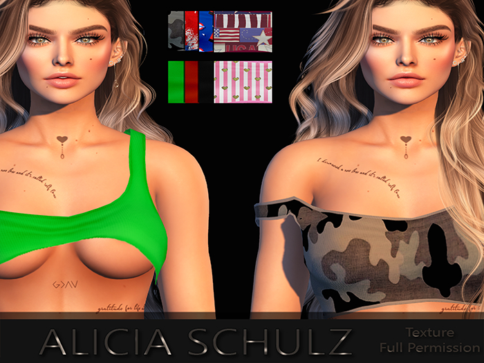 [Alicia Schulz] Texture for MI961254 Off shoulder crop top Fitmesh SET FP