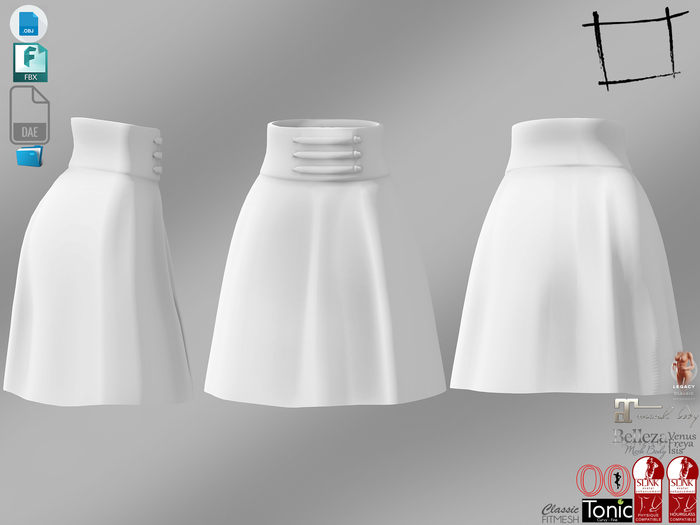 Dae Obj FBX For High Waist Mini Skirt Slink, Maitreya, Belleza, Tonic, Legacy, Voluptuous