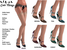 [CT] Ankle Heels  5 Colors + Stockings/Pantie  - Maitreya - Kupra - Slink - Belleza