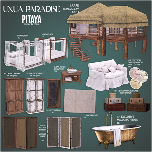 Pitaya - Uxua Paradise - WOOD RATTAN SECREEN