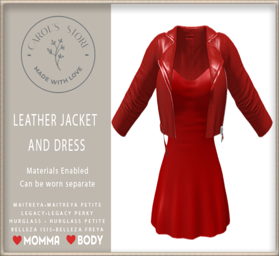Leather Jacket and Dress Red
