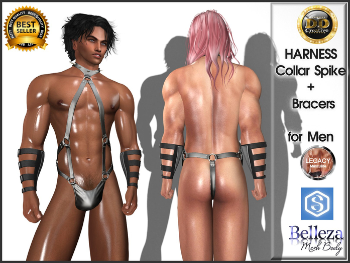 ☾ⅅⅅ☽ ◉ Harness Collar Spike Bracers Men ◉