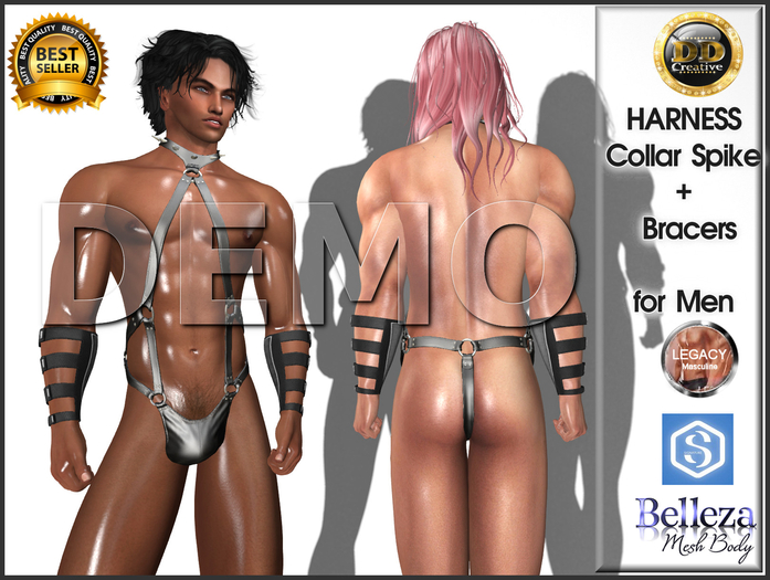 ☾ⅅⅅ☽ ◉ Harness Collar Spike Bracers Men ◉ [ DEMO ] 