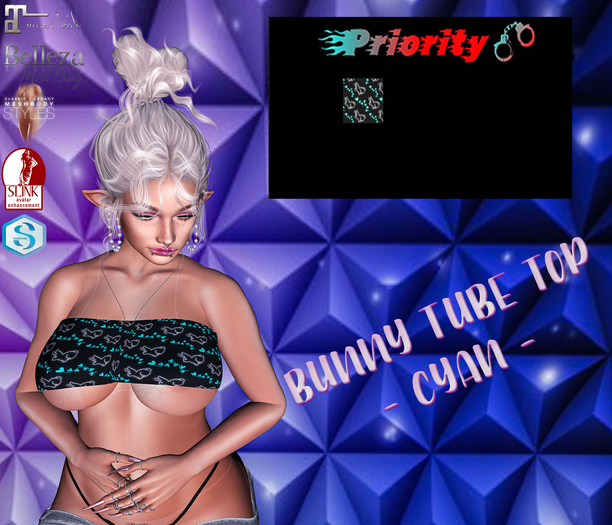 Priority - Bunny Tube Top (Cyan)