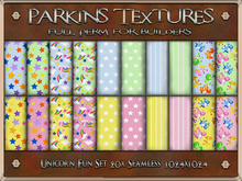 Parkins Textures - Unicorn Fun Set - 20x Full Perm Seamless 1024 - Fabric, Clothing, Cloth, Nursery, Kid, Child, Fantasy