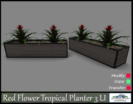 !AH Tropical Red Flower Planter