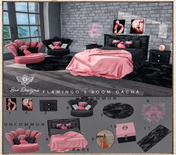 Bee Designs Flamingo's Room 8 RARE