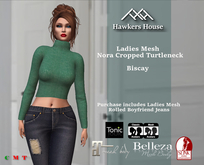 *HH* Ladies Mesh Nora Cropped Turtleneck Biscay