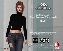 *HH* Ladies Mesh Nora Cropped Turtleneck Black