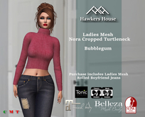 *HH* Ladies Mesh Nora Cropped Turtleneck Bubblegum