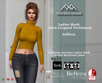 *HH* Ladies Mesh Nora Cropped Turtleneck Saffron