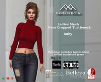 *HH* Ladies Mesh Nora Cropped Turtleneck Ruby