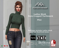 *HH* Ladies Mesh Nora Cropped Turtleneck Pine