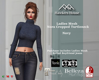 *HH* Ladies Mesh Nora Cropped Turtleneck Navy