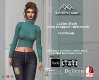 *HH* Ladies Mesh Nora Cropped Turtleneck Carribean