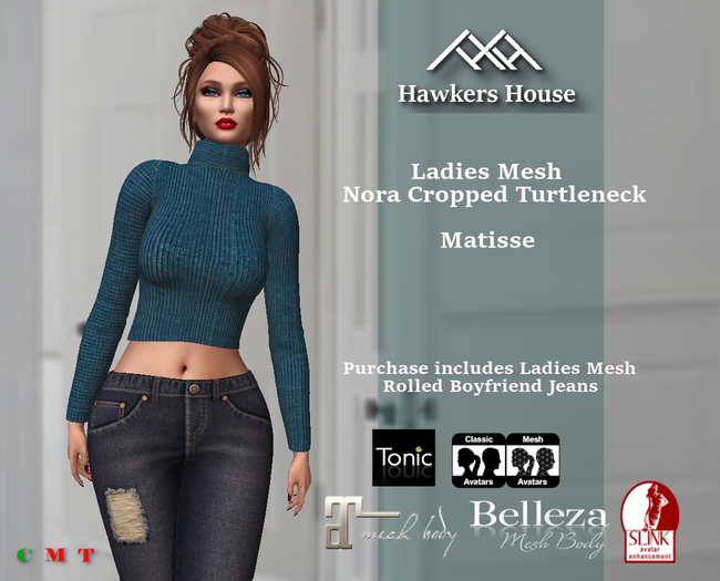 *HH* Ladies Mesh Nora Cropped Turtleneck Matisse