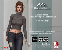 *HH* Ladies Mesh Nora Cropped Turtleneck Marled Gray