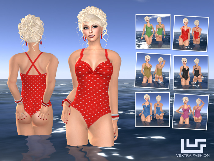 *VEXTRA FASHION* Retro Hearts Onepiece ~ FATPACK