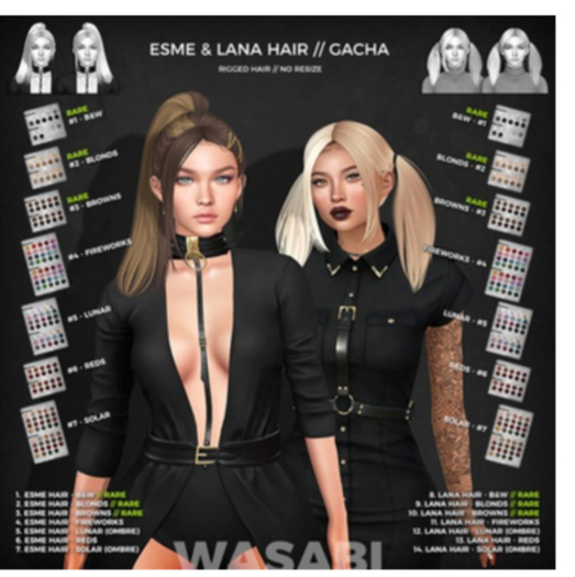 Wasabi // Lana Mesh Hair - #8 B&W RARE