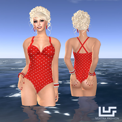 *VEXTRA FASHION* Retro Hearts Onepiece ~ Red