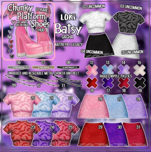 24.Loki - Batsy GACHA - Purple Bat Top - Maitreya