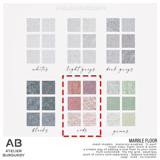 Atelier Burgundy . Marble Floor . Reds *ADD*