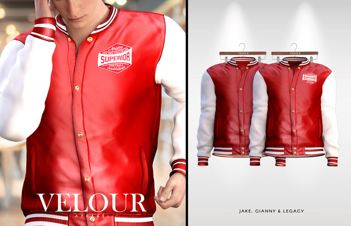 VELOUR APPAREL: "Troy" College Jacket (Red)