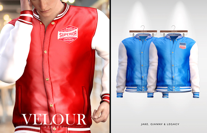 VELOUR APPAREL: "Troy" College Jacket (Blue)