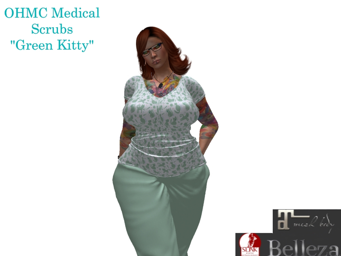 Green Kitty Scrubs