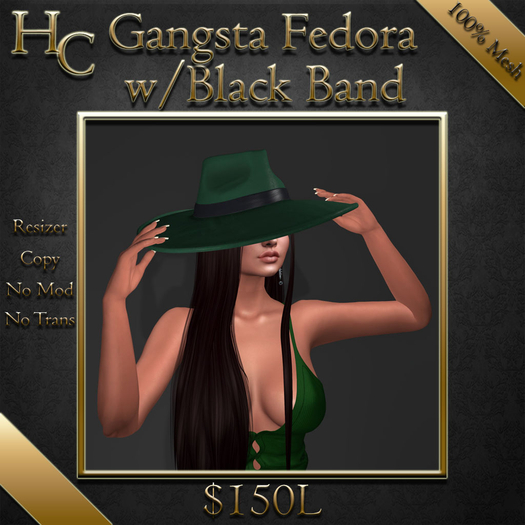 HC Gangsta Fedora Green w/Black Band