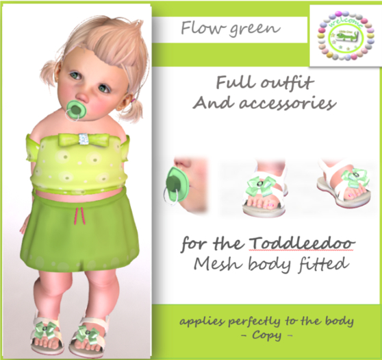 TOP SKIRT FLOW GREEN*** Little Croc***