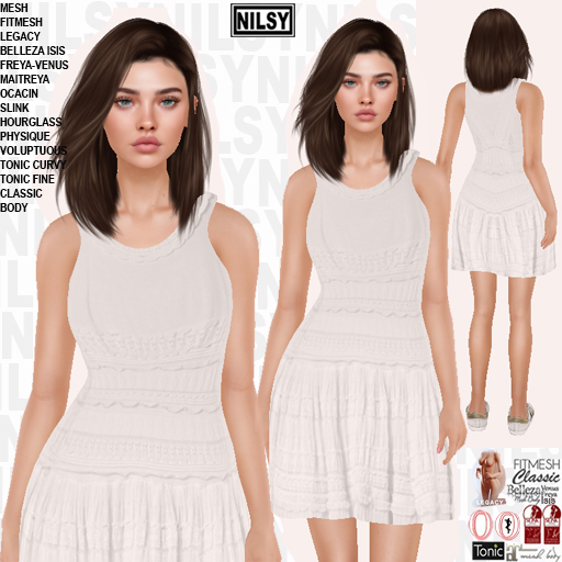 FRILLY WHITE COTTON DRESS,ALL BODIES