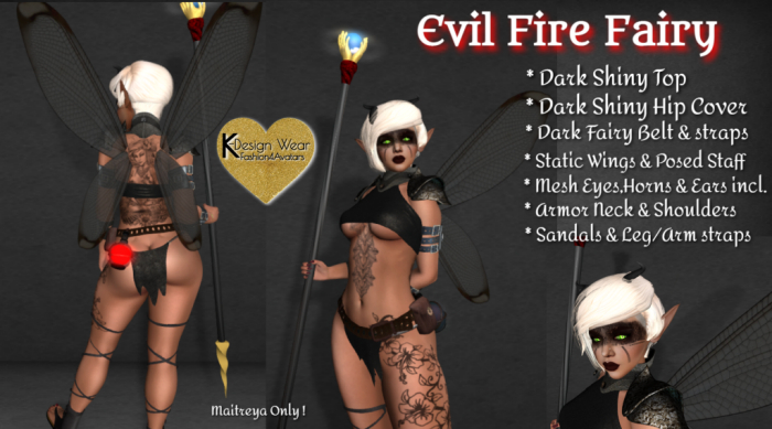 Evil Black Fire Fairy Outfit - BOX