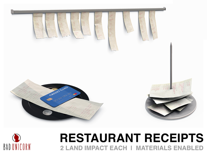 Restaurant Receipts Set