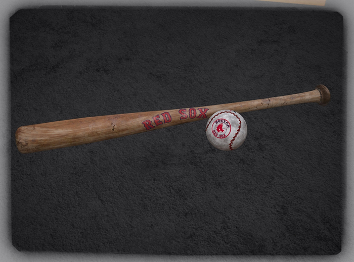Full Perm Red Sox Baseball & Bat