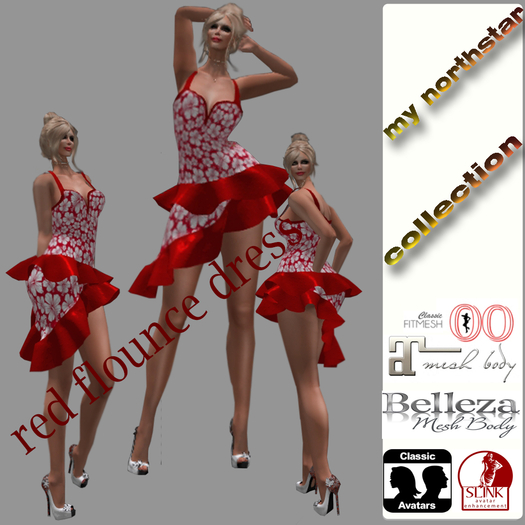 red ruffled dress