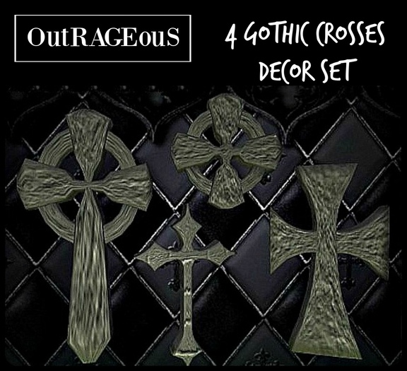 [OutRAGEouS] Gothic Stone Cross Set 