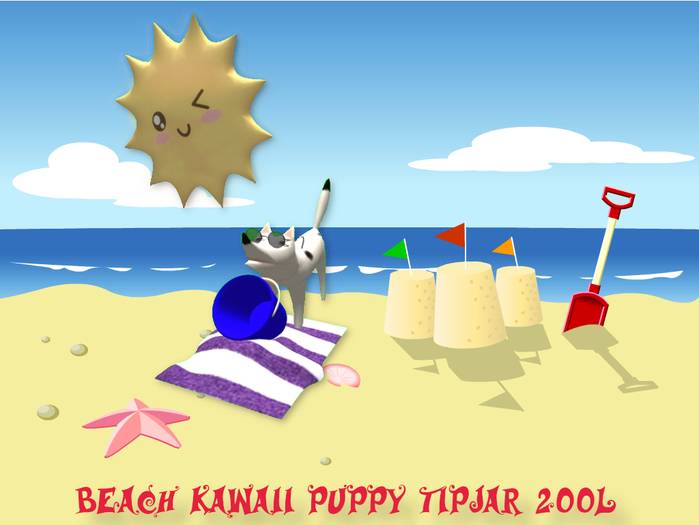 beach kawaii doggo tipjar bagged