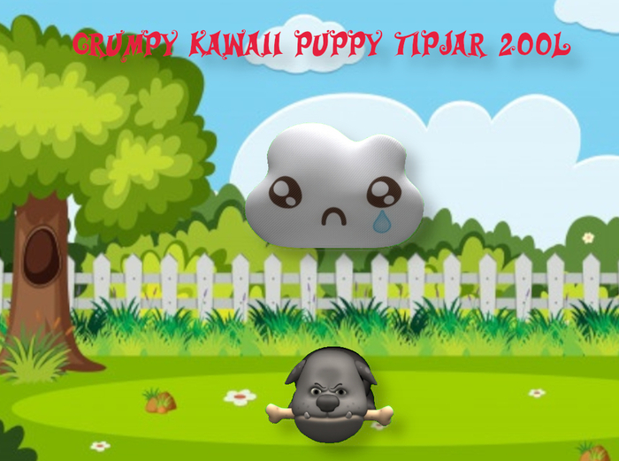 grumpy Kawaii puppy tipjar bagged