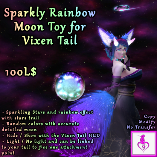 *EG* Sparkly Rainbow Moon Toy for Vixen Tail