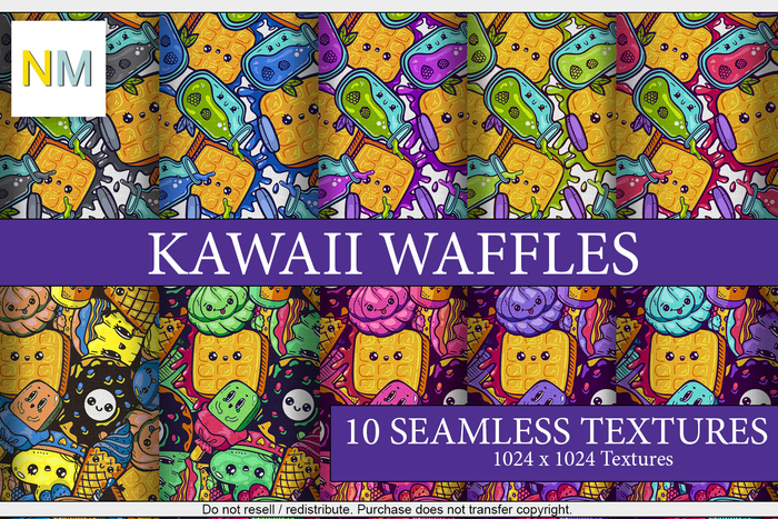 KawaiI Waffles Patterns Kit 10 Seamless Textures NM