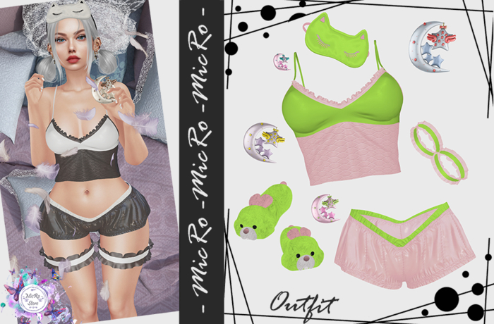 - MicRo - Outfit Sleeping Star Pink Lime