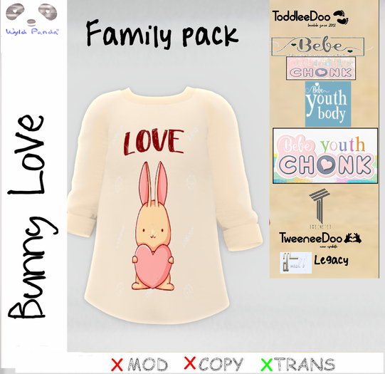 {WP} Bunny Love Shirt FAMILY PACK