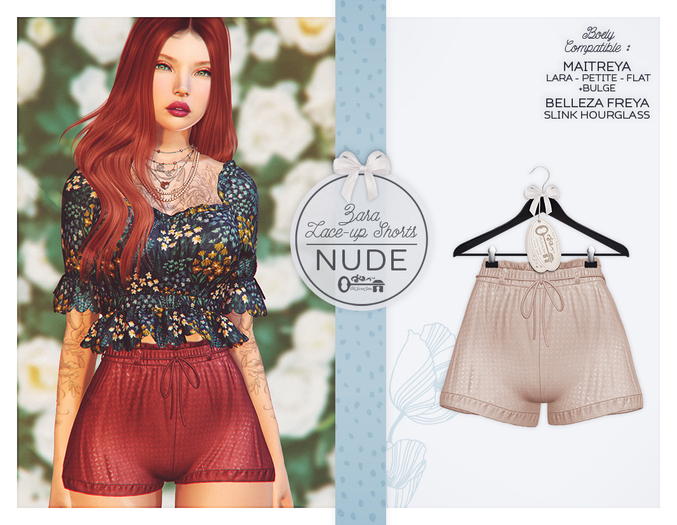 The Secret Store - Zara Lace-up Shorts - Maitreya Lara, Bulge, Belleza Freya, Slink Hourglass - Nude